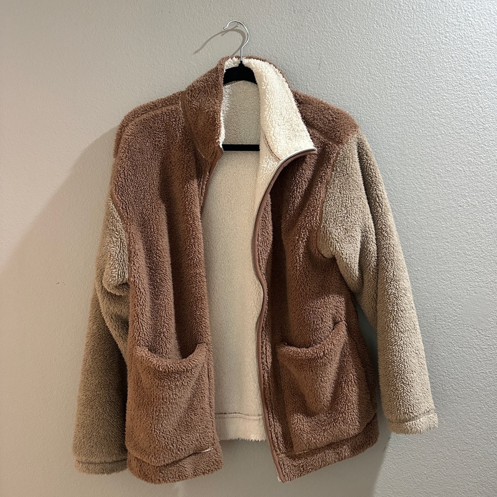 Cozy Brown and Cream Fleece Jacket